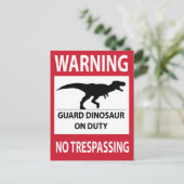 Zeichen "Kein Übertritt" (T-Rex) Postkarte (Stehend Vorderseite)
