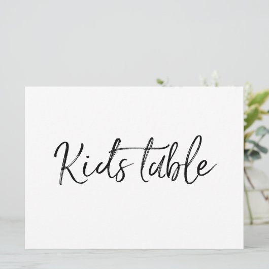 Zeichen "Kids Table" | Stilvolle Handschrift (Stehend Vorderseite)