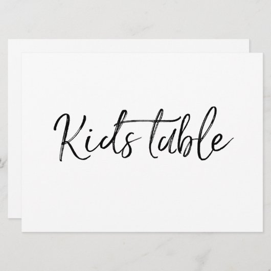Zeichen "Kids Table" | Stilvolle Handschrift (Vorne/Hinten)
