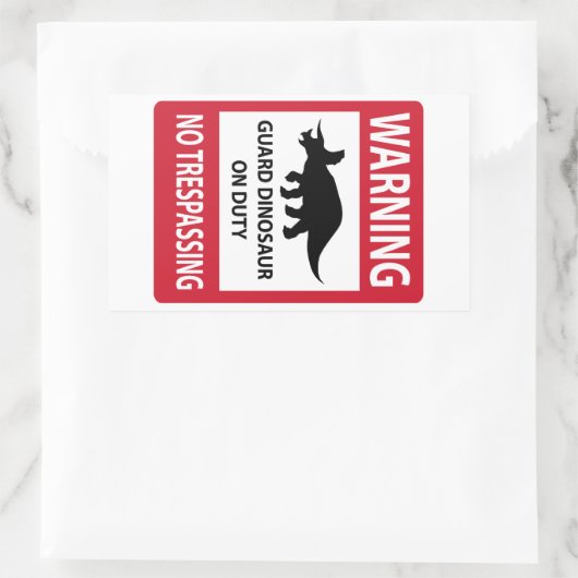 Zeichen "No Trespassing" (Triceratops) Rechteckiger Aufkleber (Tasche)