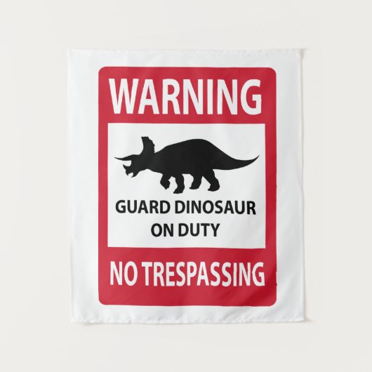 Zeichen "No Trespassing" (Triceratops) Wandteppich (Vorderseite)