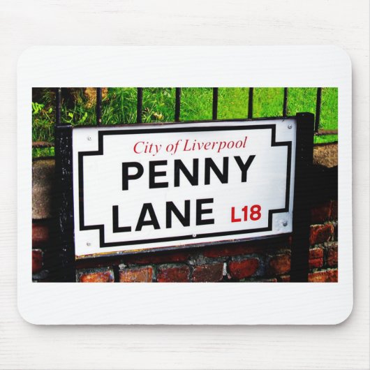 Zeichen Pennyweg Liverpools England Mousepad (Vorne)