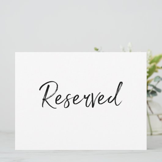 Zeichen "Reserviert" | Stilvolle Handschrift Einladung (Stehend Vorderseite)