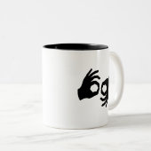 Zeichen-Sprachpiktogramm-Tasse Zweifarbige Tasse (VorderseiteRechts)