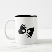 Zeichen-Sprachpiktogramm-Tasse Zweifarbige Tasse (Links)