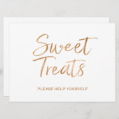 Zeichen "Sweet Leckereien"| Stilvolle Gold - Rose Einladung (Vorne/Hinten)