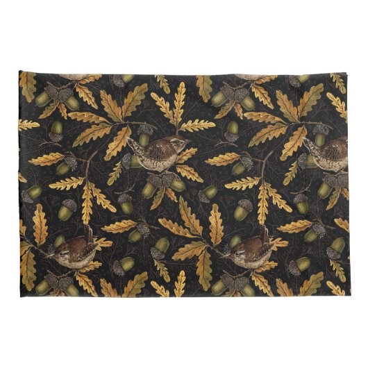 Zeichen und Eicheln auf schwarz Kissenbezug (Rückseite-Rechts)