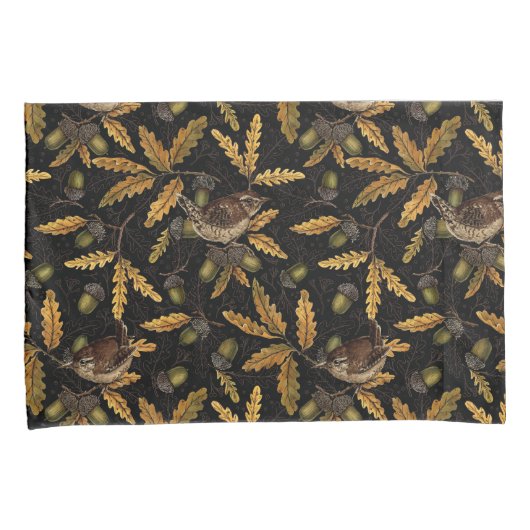 Zeichen und Eicheln auf schwarz Kissenbezug (Vorderseite-Rechts)