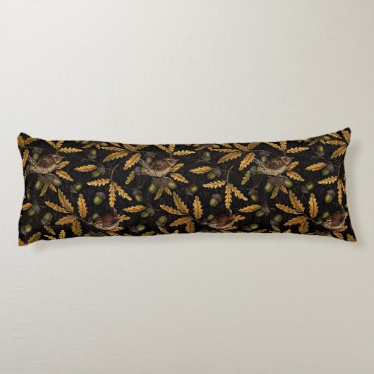 Zeichen und Eicheln auf schwarz Seitenschläferkissen (Rückseite)