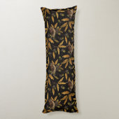 Zeichen und Eicheln auf schwarz Seitenschläferkissen (Rückseite (Vertikal))