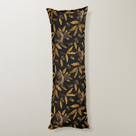 Zeichen und Eicheln auf schwarz Seitenschläferkissen (Rückseite (Vertikal))