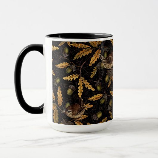 Zeichen und Eicheln auf schwarz Tasse (Links)