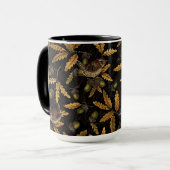 Zeichen und Eicheln auf schwarz Tasse (Vorderseite Links)