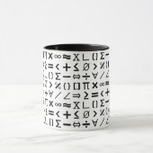 Zeichen und Symbole für schwarz-weiße Mathematik Tasse (Zentrum)