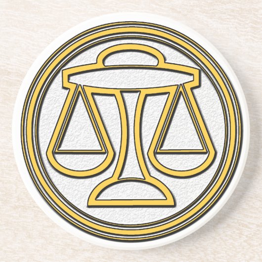 Zeichen von Libra Sandstein Untersetzer (Vorne)