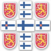 Zeichen/Wappen und Flagge finnischen Staat Aufkleber (Vorderseite)