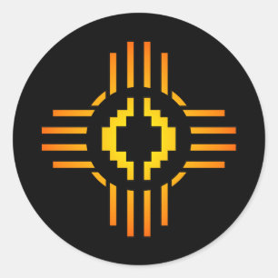 Zeichen Zias Sun Runder Aufkleber