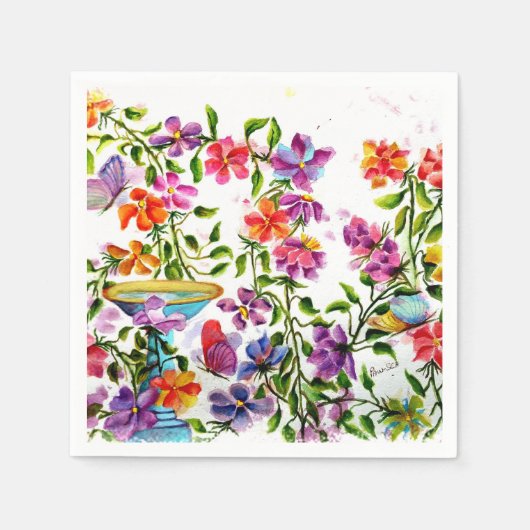 ZEICHENDRUCKER BIRD BATH PAPIERNAPKINS SERVIETTE (Vorderseite)