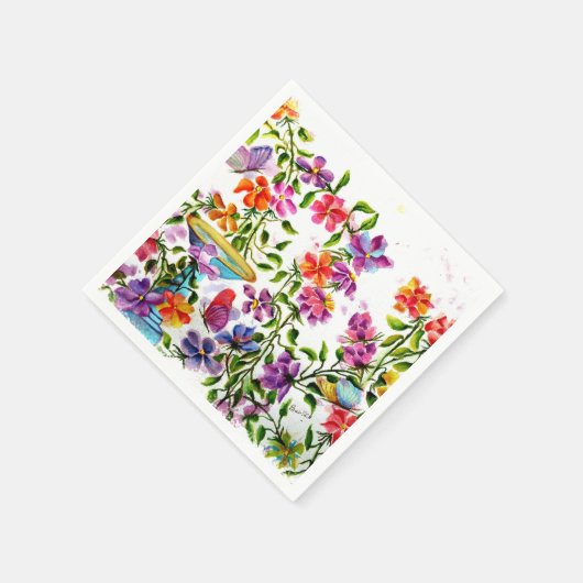 ZEICHENDRUCKER BIRD BATH PAPIERNAPKINS SERVIETTE (Ecke)