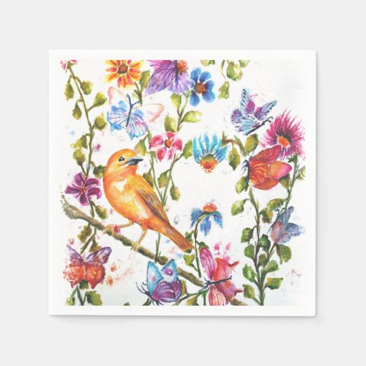 ZEICHENDRUCKER GLEICHZEITIGE BIRD PAPIERNAPKINE SERVIETTE (Vorderseite)