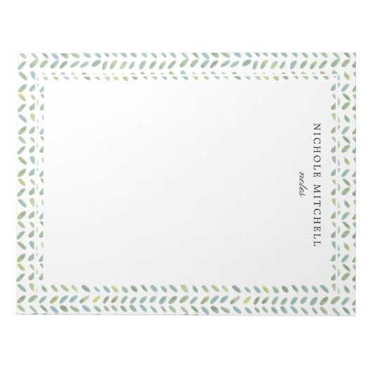 Zeichenfarben-Editor für blaues und grünes Blatt Notizblock (Vorderseite)