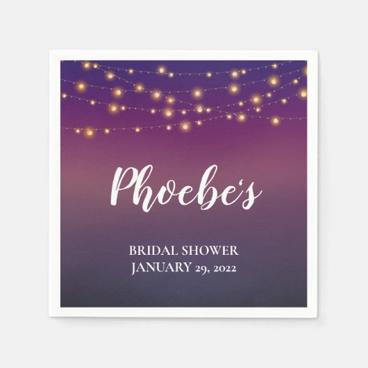 Zeichenfolgen auf fett Lila Brautparty Serviette (Vorderseite)