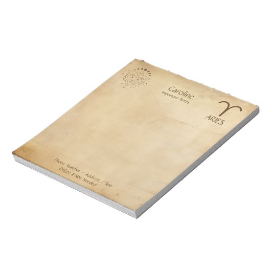 Zeichenfolgen für Zodiac - Anpassbare Notepad Notizblock (Rotiert)