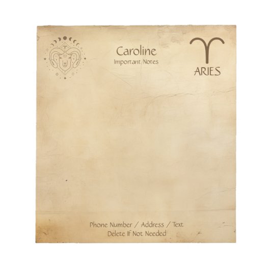 Zeichenfolgen für Zodiac - Anpassbare Notepad Notizblock (Vorderseite)