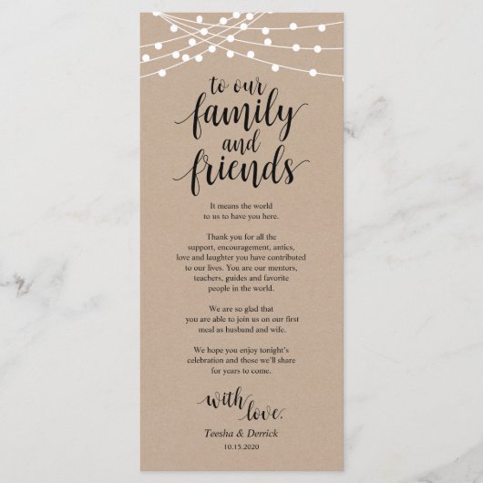 Zeichenfolgenleuchten, Schwarze Platzierung Danke Programm (Vorderseite)