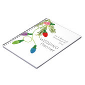 Zeichenkette der Weihnachtsbeleuchtung Hochzeitspl Notizblock (Linke Seite)