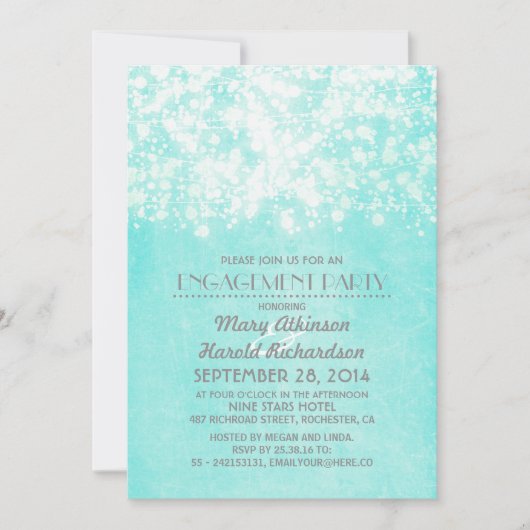 Zeichenketten-blaue Verbindungsparty Einladung (Vorderseite)