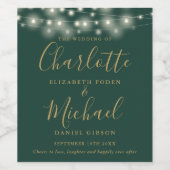 Zeichenketten Grün-Gold-Signature-Skript-Hochzeit Weinetikett (Einzelnes Label)