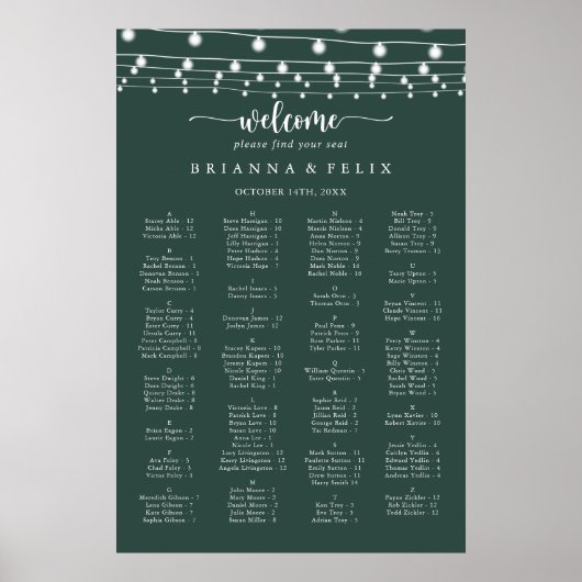 Zeichenketten Grüne Alphabetisierungsdiagramme Poster (Vorne)