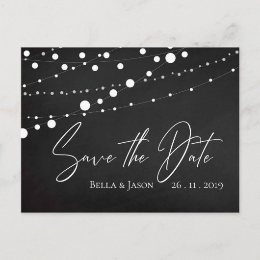 Zeichenketten-Hochzeiten speichern das Datum Einladungspostkarte (Vorderseite)