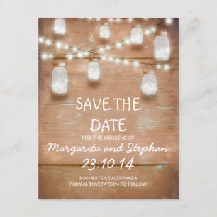 Zeichenketten & Mason-Gläser speichern Datumskarte Save The Date