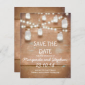 Zeichenketten & Mason-Gläser speichern Datumskarte Save The Date (Vorne/Hinten)