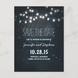 Zeichenketten Save the Date mit Sternenhimmel Ankündigungspostkarte