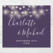 Zeichenketten-Signatur-Skript Lila Hochzeit Bierflaschenetikett (Einzelnes Label)