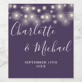 Zeichenketten-Signatur-Skript Lila Hochzeit Weinetikett (Einzelnes Label)