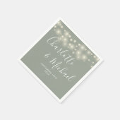 Zeichenketten Signature Script Sage Green Wedding Serviette (Ecke)