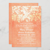 Zeichenkettenleuchten Pfirsich und Gold-Verlobungs Einladung (Vorne/Hinten)