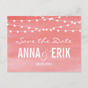 Zeichenkettenleuchten Save the Date zeichnen Ankündigungspostkarte