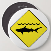 Zeichenknopf "der warnenden Haifische" des Gelbs Button (Vorne & Hinten)