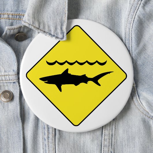 Zeichenknopf "der warnenden Haifische" des Gelbs Button (Beispiel)