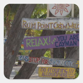 Zeichenpost Rum Point Grand Cayman Quadratischer Aufkleber