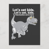 Zeichensetzung Rette Leben Grammar Dino Dinosaurie Postkarte (Vorderseite)