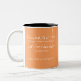 Zeichensetzung Rette Leben - Grammatikregel-Tasse Zweifarbige Tasse