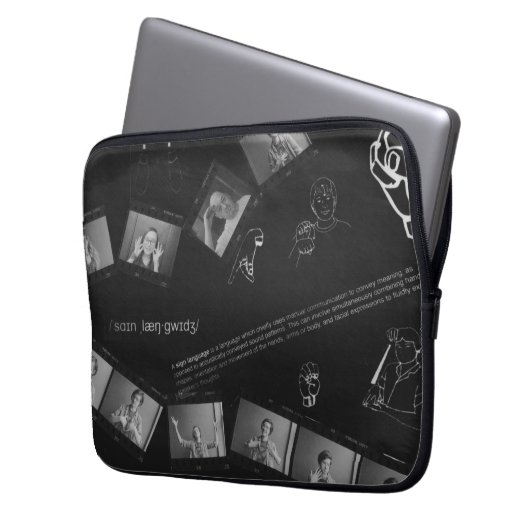 Zeichensprache-Fotogramm Laptopschutzhülle (Vorderseite Links)