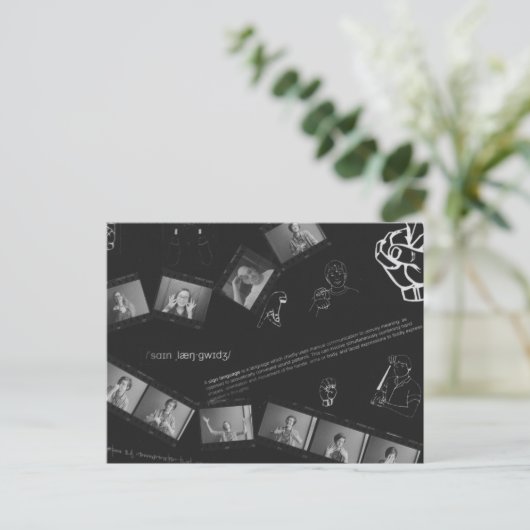 Zeichensprache-Fotogramm Postkarte (Stehend Vorderseite)