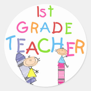 Zeichenstift-1. Grad-Lehrer-T-Shirts und Geschenke Runder Aufkleber